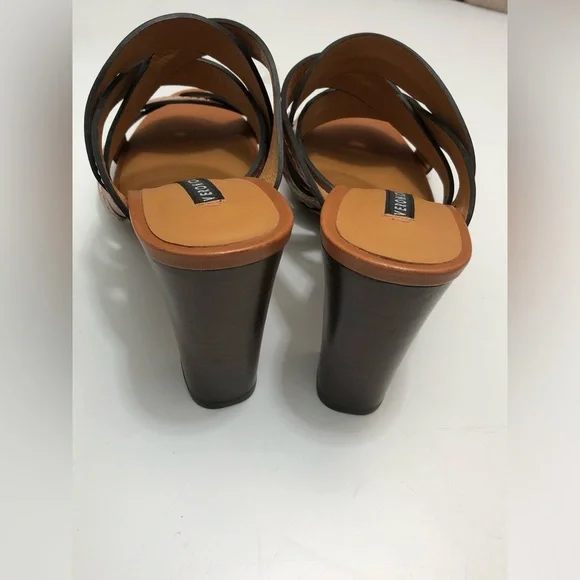 Veronica Beard Macey Vachetta Stich Leather Heel Sandals Sz 39.5 - Picture 7 of 9